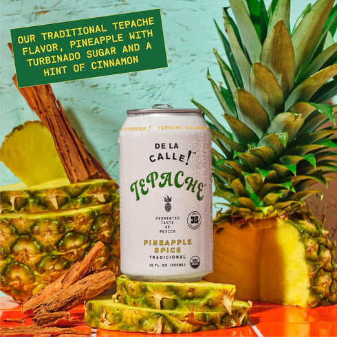 De La Calle Tepache - Pineapple Spice - Modern Mexican Soda - Craft Fermented Pineapple Sparkling Beverage - Certified