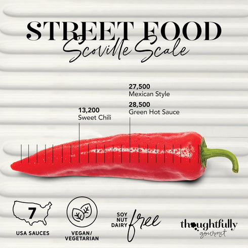 Set, Set 6 Thoughtfully Gourmet, Street Food Sauces Hot Sauce and BBQ Gift Flavors: Diablo Wings Sauce, Louisiana