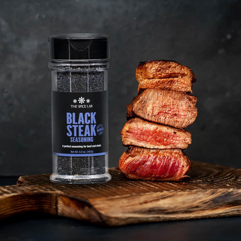 The Spice Lab Black Steak Seasoning Premium Charcoal Grill Blend for Meat, Perfect for Chicken, Pork & Beef, Bold