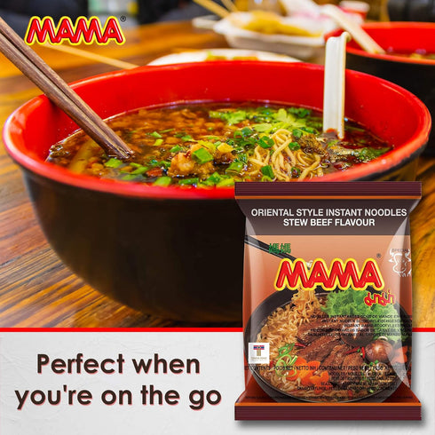30 Pack MAMA Noodles Beef Stew Instant Spicy Noodles w/Delicious Thai Flavors, Hot & Spicy Noodles, No Trans Fat