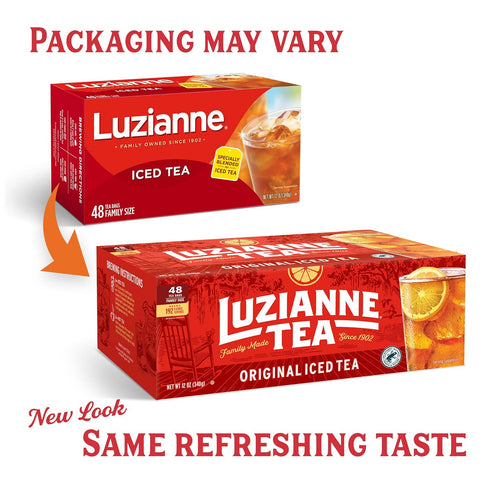 48ct (Pack 6) Luzianne Unsweetened Iced Tea Bags, Family Size, Box