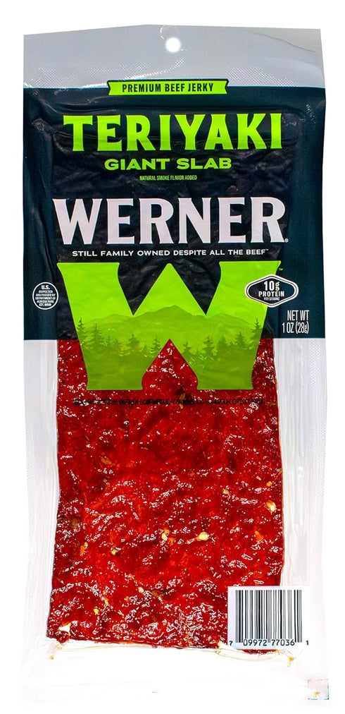 Pack 15 (5 1 Werner Beef Jerky Slab Variety of Teriyaki, Sea Salt and Pepper, & Hot and Spicy Jerky Slabs of each)