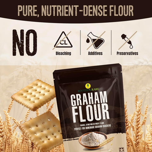 Rooted In Rare 30 Graham Flour For Baking - Ounce Bag - Product of USA - Stone Ground Whole Wheat Flour - Great