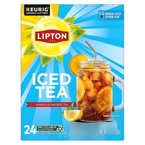Lipton Unsweetened Black Iced Tea K-Cups 24-Pack for Keurig Coffee Makers -