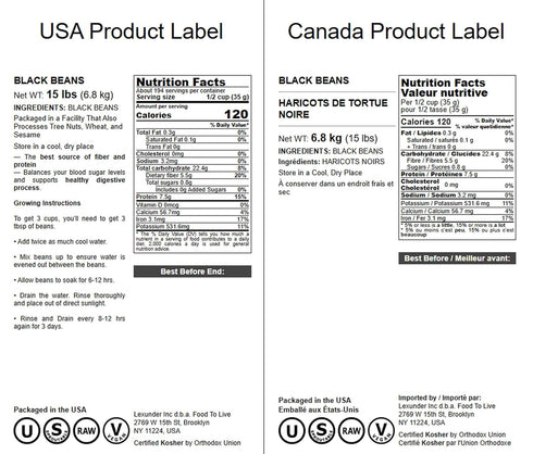 15 Food to Live Black Turtle Beans, Pounds Whole Dried Beans, Sproutable, Vegan, Kosher, Bulk. Low Sodium. Great Source