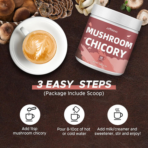 6 Immunity, 30 JUYIHEAL Mushroom Chicory, Mushroom Chicory Coffee Mushrooms with Chicory Root for Energy, Focus