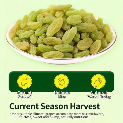 KLYso 500g Premium Green Raisins - Ready-to-Eat Soft & Juicy Dried Fruit Snack, No Washing Needed, Perfect For Baking