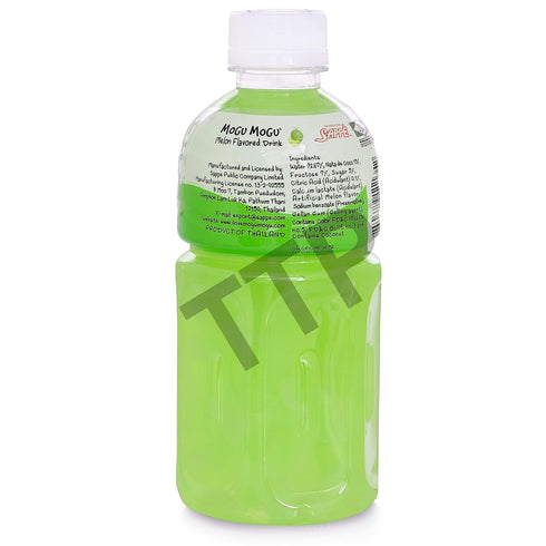 6 Pack Mogu Mogu Juice with Nata De Coco, Melon Flavored