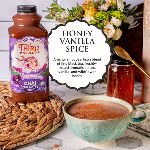 6-Pack, 32 Oz., 1:1, Third Street Inc Organic Honey Vanilla Spice Chai Concentrate Fl. Chai Tea Latte Concentrate