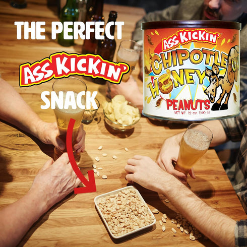 ASS KICKIN’ Chipotle Honey Roasted Peanuts, 12 Oz., Ultimate Spicy Gourmet Gift