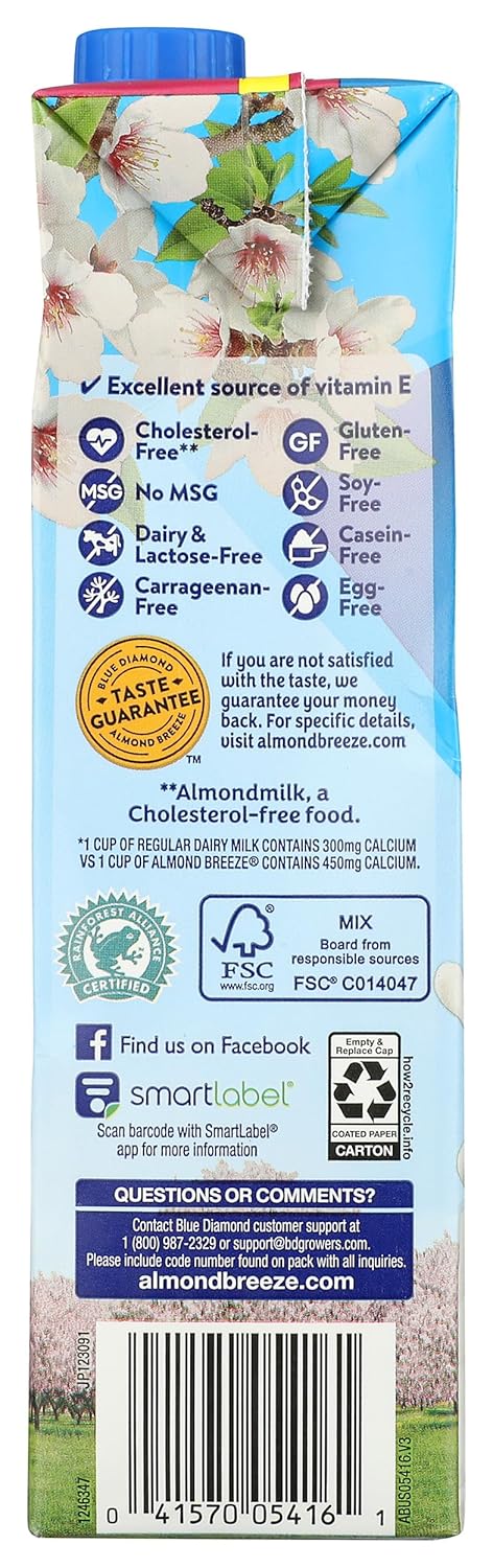 32 Oz Blue Diamond, Almond Milk Vanilla Unsweetened, Fl
