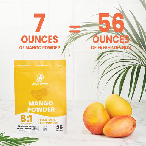 7 Jungle Powders Freeze Dried Mango Powder Ounce Bag, Mango Extract For Baking No Sugar Added Dry Mango Powder Juice