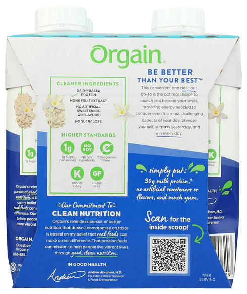 4pk, 11 ORGAIN Vanilla Bean Protein Shake FZ