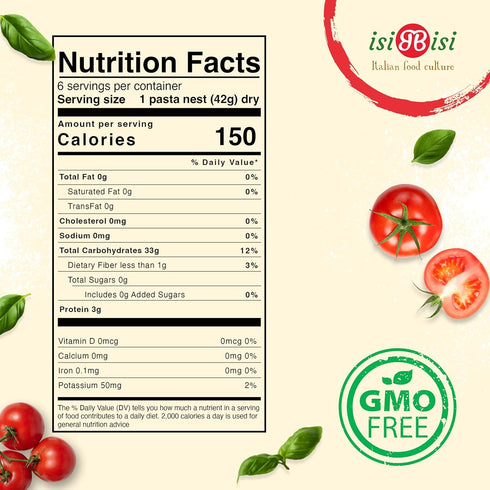 1-Pack, isiBisi Gluten-Free Fettuccine Nest Pasta - Corn and Rice Noodles - Vegan, Non-GMO, Made in Italy