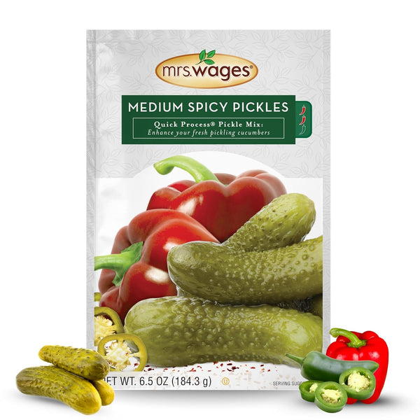 Mrs. Wages Medium Spicy Pickles Quick Process Mix, Quick and Easy, Simple-To-Use,