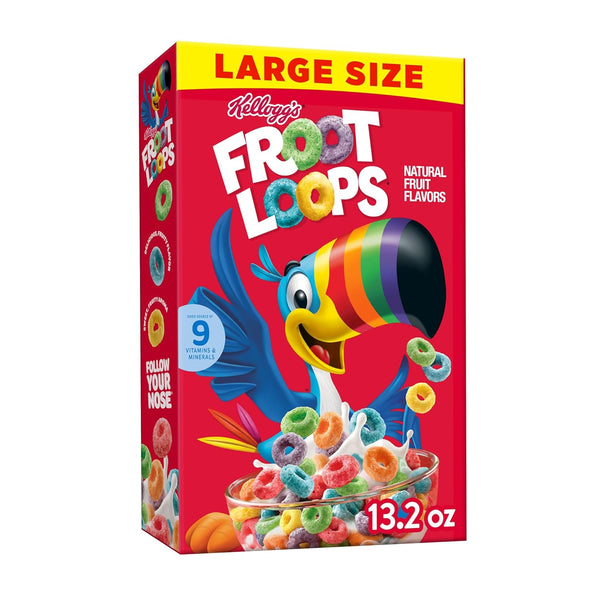 Kellogg's Froot Loops Breakfast Cereal, Fruit Flavored, Breakfast Snacks with Vitamin C,