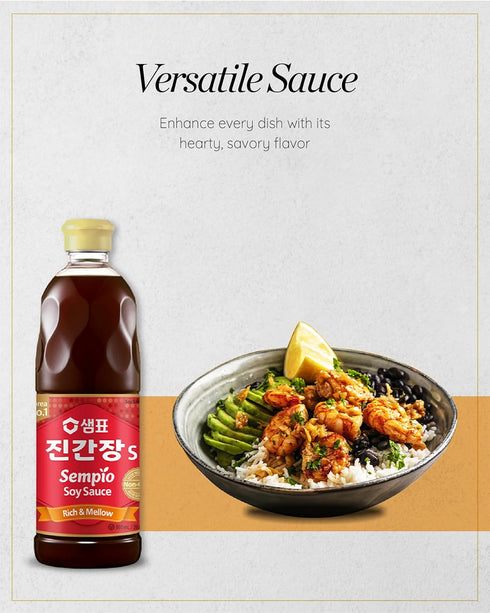Sempio Soy Sauce Jin S 29.1 Fl Oz - Authentic Korean Flavor, Kosher, Non-GMO, Hearty Savory Cuisine