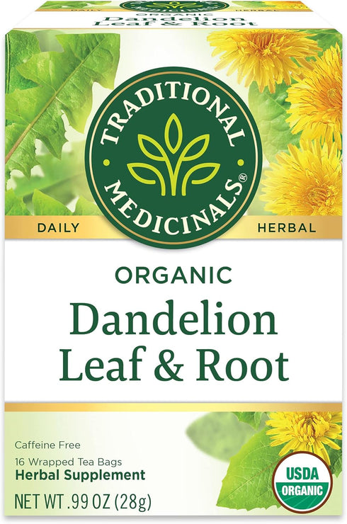 Traditional Medicinals Organic Dandelion Leaf & Root Herbal Tea, Supports Kidney Function & Healthy Digestion, Pack of 2