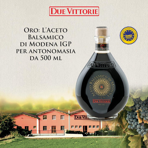 500ml Due Vittorie Oro Gold Balsamic Vinegar of Modena. Highest score from The Consortium of Modena