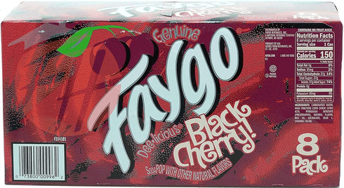 8-pack 12-fl. oz. (1) Faygo Black Cherry! flavored soda pop. cans in box