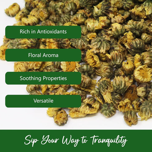 16 Oz, NPG Chrysanthemum Bud Tea Premium Dried Chinese Tai Ju Flowers, Juhua Herbal Tea, Caffeine-Free, Non-GMO Loose