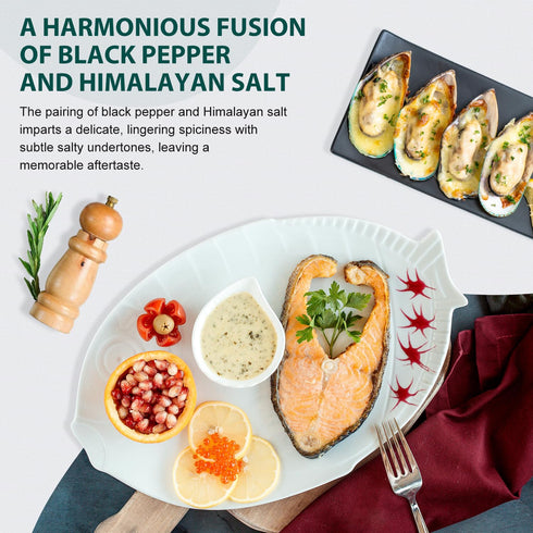 20 Oz 9.5 Oz, Set 837g (2 Set) Soeos Himalayan White Salt + Whole Black Peppercorns Coarse Grain, White Sea Salt, Black