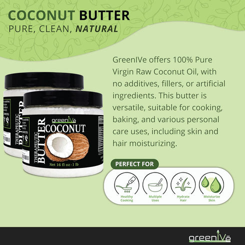 100% (16 GreenIVe - Pure Virgin Raw Coconut Oil - Organic - Pure - Virgin - Exclusively on Amazon Ounce)