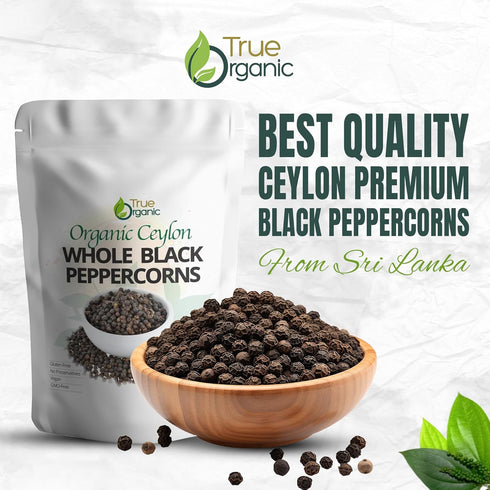 1 lb, 16 oz True Organic Black Peppercorns, Steam Sterilized, USDA & Kosher Certified, Premium Grade, Gluten-Free