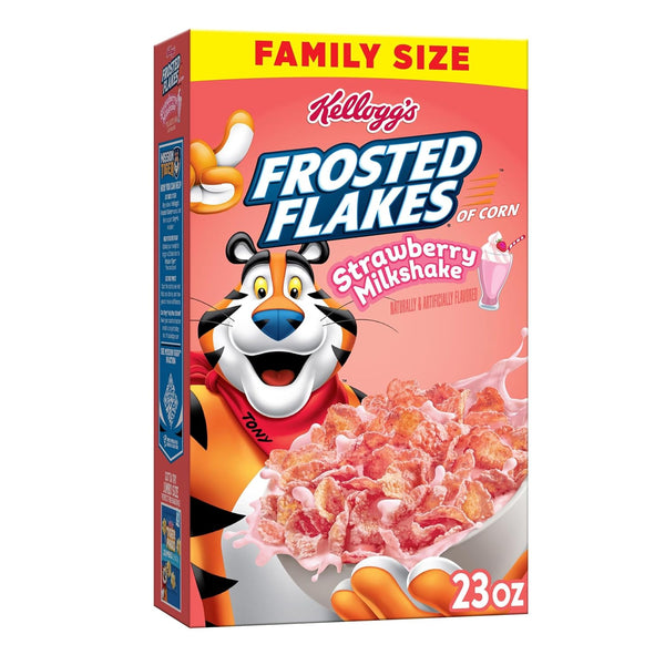 Kellogg's Frosted Flakes Cold Breakfast Cereal, 8 Vitamins and Minerals, Kids Snacks,