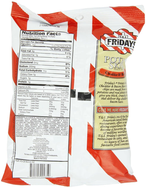 T.G.I. Friday's 3-Ounces (Pack 6) Poore Brothers Tgif Potato Skins Cheddar And Bacon Flavor