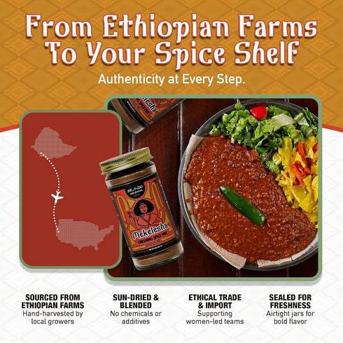 2oz Brundo Ethiopian Spice Company Mekelesha Authentic Ethiopian Finishing Spice Mix Hand Crafted Processed
