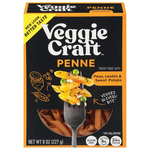 Veggiecraft Farms Penne Pasta - Low Carb, High Protein, Gluten Free, Plant Based, 8 Ounce