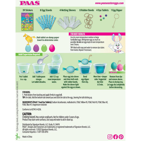 PAAS Mermaid Tails Egg Decorating Kit Create Mermaid Scales with Reusable Netting Sleeves, Stickers, and Fun Dye
