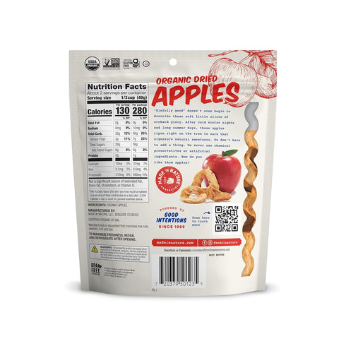 3 (Pack 6) Made In Nature Organic Dried Apple Rings, Ounce of Vegan Snack, Non-GMO, Unsulfured, Gluten Free, Kosher