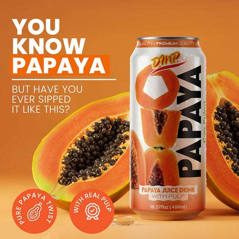 16.57 Oz, 6-Pack De Mi Pais Papaya Juice with Pulp, Premium Quality, Refreshing Fruit Beverage, Canned Juice, Perfect
