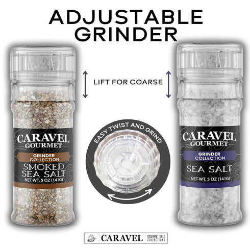 5 oz Alderwood Smoked and Sea Salt Grinder Bundle for Cooking, Finishing and Grilling Manual Salt Grinders for Fine