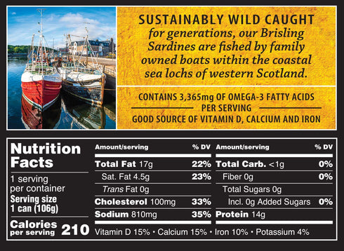 3.75-Ounce (Pack 12) Crown Prince One Layer Brisling Sardines in Mustard, Cans