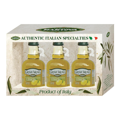 Mantova GrandAroma Lemon Flavored Extra Virgin Olive Oil, made in Italy, cold-pressed,