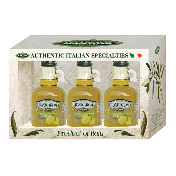 Mantova GrandAroma Lemon Flavored Extra Virgin Olive Oil, made in Italy, cold-pressed,