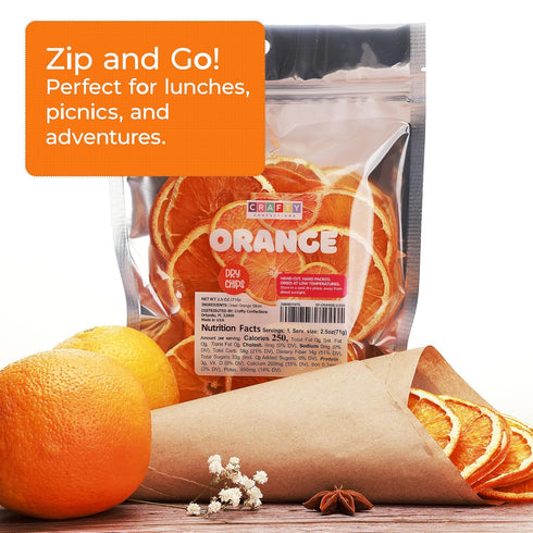 2.5 OZ (71g) 100% Premium Dried Orange Slices Dehydrated Oranges - Natural Gluten Free Fruit Snacks Made in US Dry