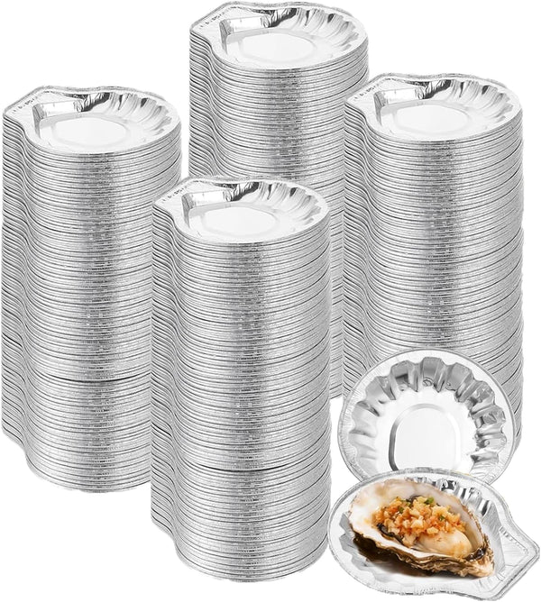 Ntwoiee 250 Pcs Aluminum Foil Clam Shells, 3.9 x 3.7 Disposable Food Shell
