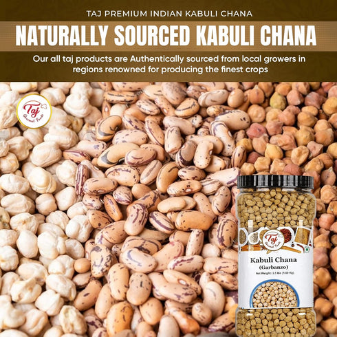 TAJ Gourmet Foods 4-Pounds TAJ Garbanzo Beans Dry | Kabuli Chana | Product of India