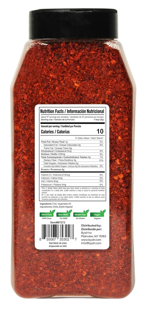 16 Oz (1 LB), 100% Byait Gochugaru Korean Chili Flakes Medium Hot, Pure Red Chili Pepper Flakes for Authentic Korean