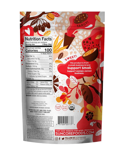 Suncore Foods Dried Goji Berries, Gluten-Free, Non-GMO, 8oz (1 Pack)