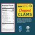 15 oz (Pack 12) 4g 99% Snow's Wild Caught Chopped Clams Canned, Can of - Served in Clam Juice - Protein Per Serving