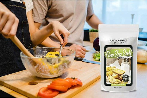 Aromasong 100% Natural Sea Salt - Fine Grain Table Salt, Large Bulk 2.43 Lb Resealable Bag, Pure & Natural