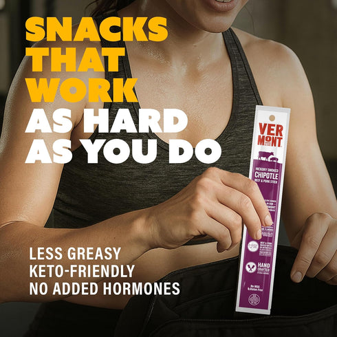 1oz 24 count Snack Sticks by Vermont Smoke & Cure Smoked Chipotle Beef & Pork Healthy Meat Protein Jerky Stick carton