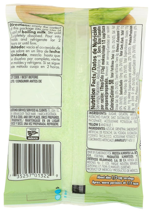 D'Gari 4.2 OZ 0735257013221 D GARI PISTACHIO GELATIN MIX REGULAR SUGAR LEVEL PLASTIC BAG