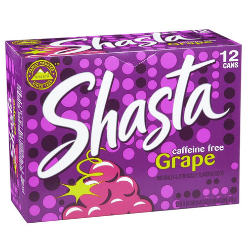 12-Pack 12oz Shasta Grape | of Cans | Bold Purple Grape Flavor | Sweet & Fruity | Caffeine-Free