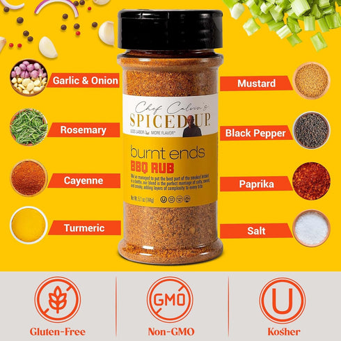 100% 5.1 oz Burnt Ends BBQ Rub Seasoning for Beef, Chicken & Seafood | Bold Smoky Dry Steak Rub for Grilling - Sweet